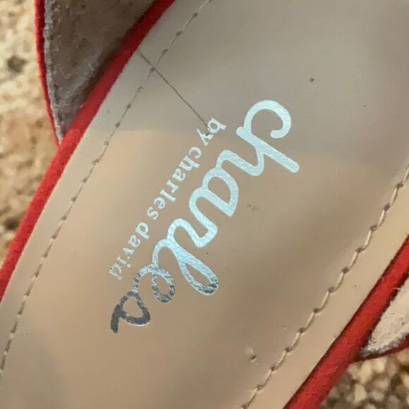 🔥 Take 50% OFF- Charles David Penni Red Textile Ankle Wrap Heels Shoe, Size-9M - Picture 7 of 9